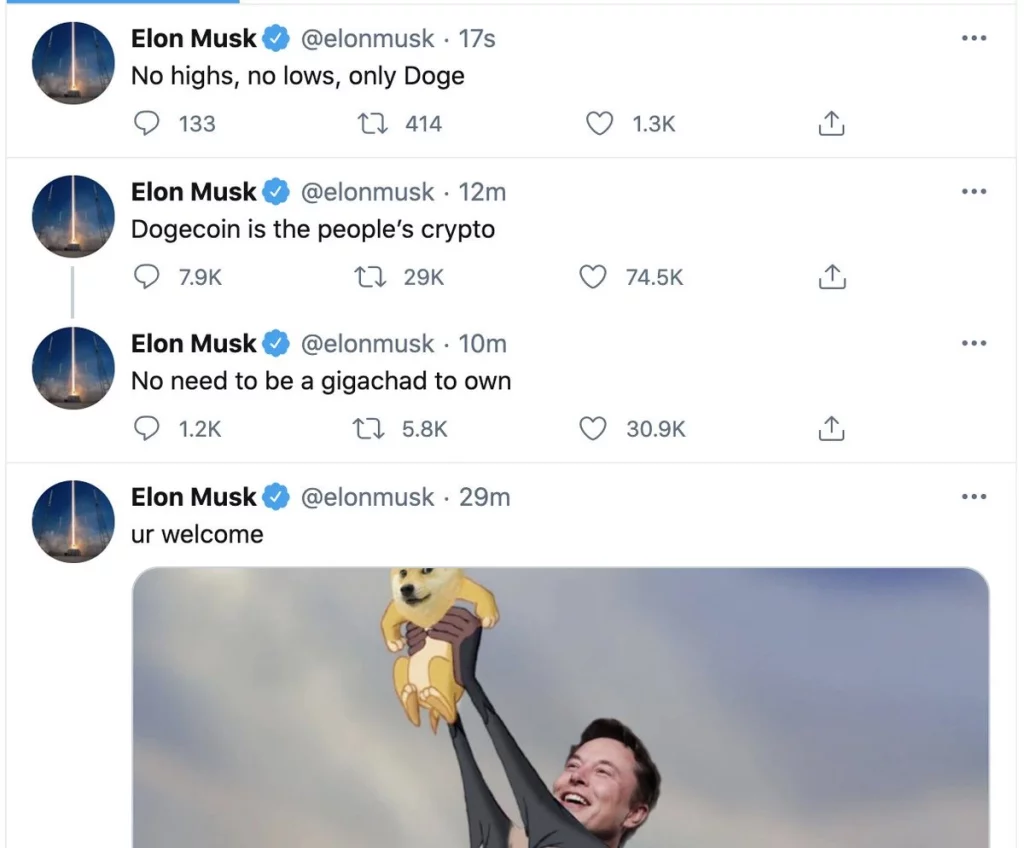 Elon Musk tweets about Dogecoin