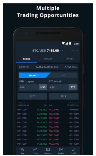 cex.io mobile app dashboard