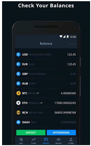 checking balances on cex.io mobile app