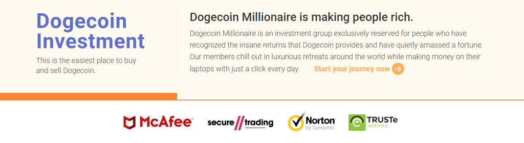 Still from the Dogecoin Millionaire website 