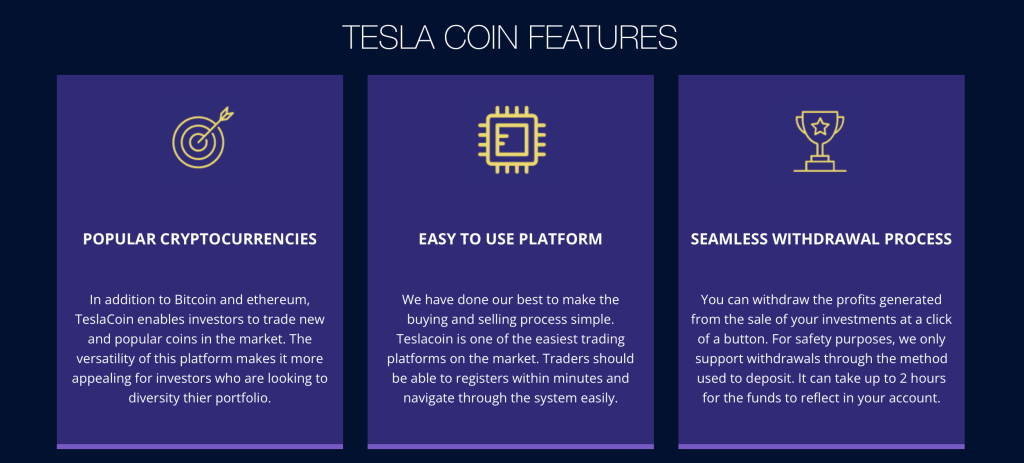 TeslaCoin features