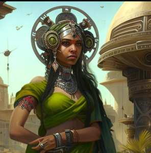 Indian woman in a futuristic setting