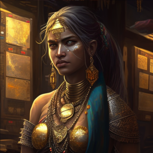 Indian woman with gold - artwork