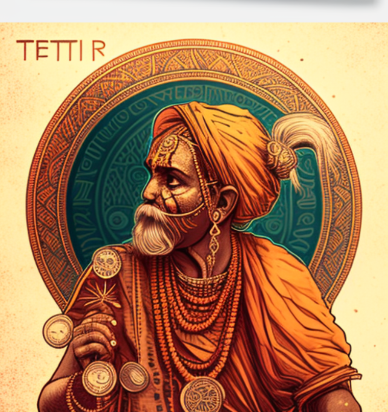 Indian man with Tether coins artwork