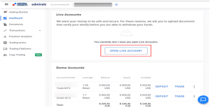 how to open a live account on Admiral Markets