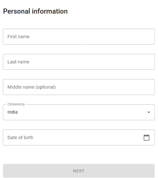 Admiral Markets account personal information form fill-up