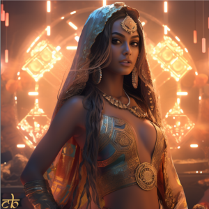 CoinBharat artwork of an Indian beauty in a futuristic setting
