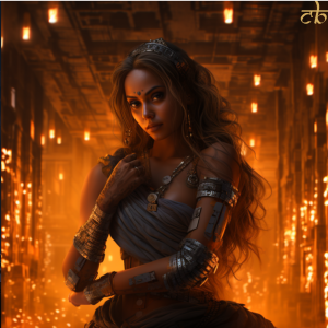 CoinBharat artwork of an Indian beauty in a futuristic server room used to mine cryptocurrencies