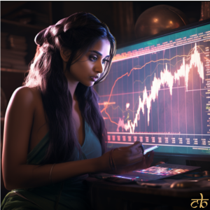 CoinBharat artwork of a retail investor analysing crypto charts