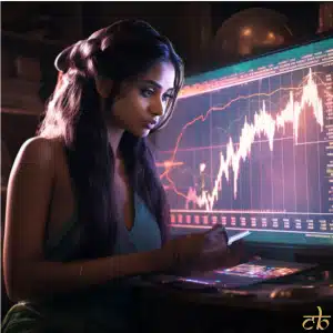 CoinBharat artwork of a retail investor analysing crypto charts