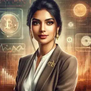 CoinBharat artwork of a data analyst speculating on the crypto market